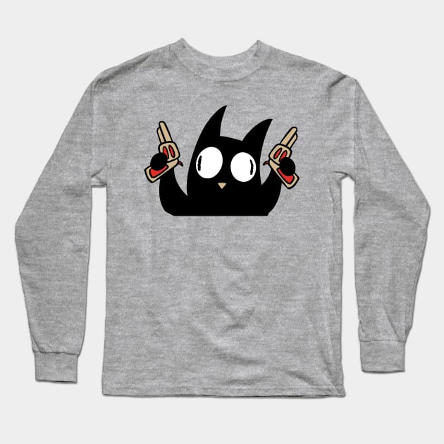 Cat with two guns steal money bank robber Long Sleeve T-Shirt by POS